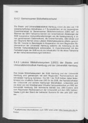 6.4.3 Lokales Bibliothekssystem (LBS3) der Staats- und Universitätsbibliothek Hamburg und der Universität Hamburg