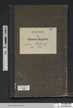 Geburtsregister Markendorf 1906 (Zweitregister)