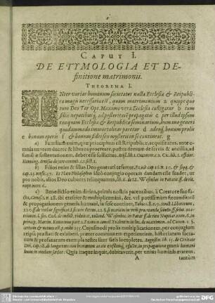 Caput I. De Etymologia Et Definitione matromonii