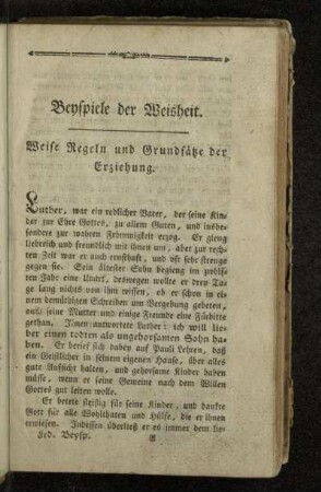 Beyspiele der Weisheit.