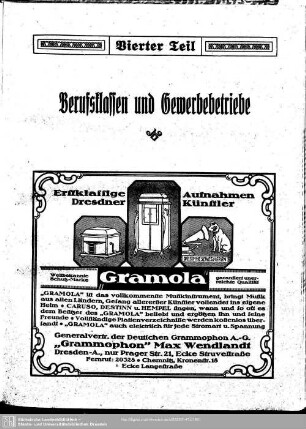 Vierter Teil. Berufsklassen und Gewerbebetriebe