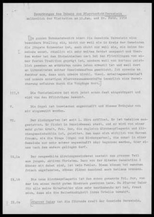 Neresheim: Visitationsbericht ("Bemerkungen zum Pfarrbericht") mit Pfarrbericht 1954
