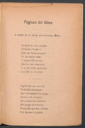 Páginas del alma : A pedido de un amigo para su novia Elvira