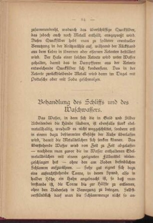 Behandlung des Schliffs und des Waschwassers.