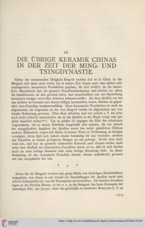 Die übrige Keramik Chinas in der Zeit der Ming- und Tsingdynastie (1368-1912)