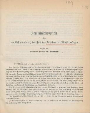 Kommissionsbericht den Gesetzesentwurf, betreffend das Verfahren bei Ministeranklagen