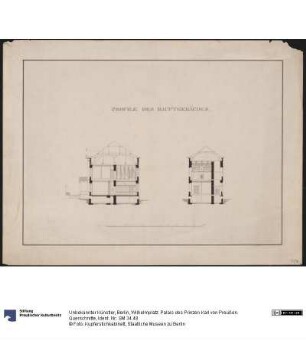 Berlin, Wilhelmplatz. Palais des Prinzen Karl von Preußen. Querschnitte