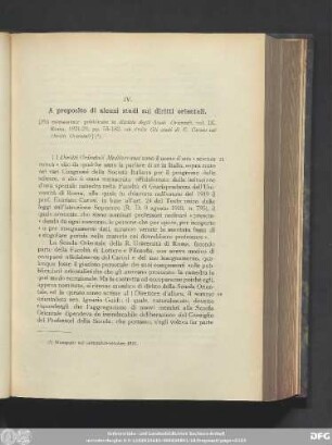 IV. A proposito di alcuni studi sui diritti orientali.