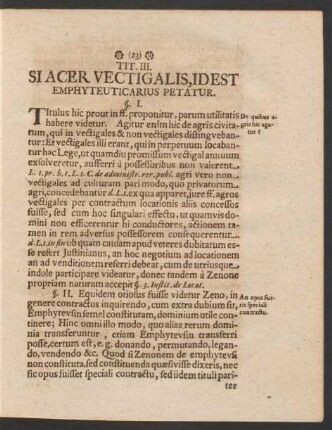Tit. III. Si Acer Vectigalis, Idest Emphyteuticarius Petatur.