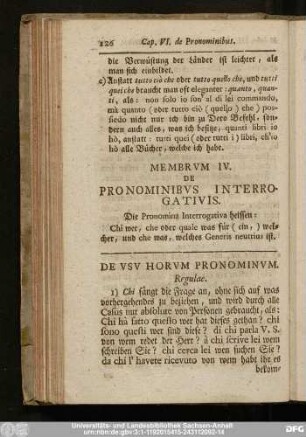 Membrum IV. De Pronominibus Interrogativis.