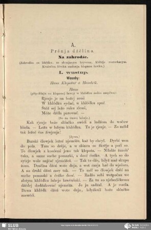 A. Prěnja dźělina