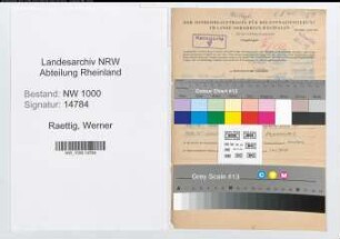 Entnazifizierung Werner Raettig, geb. 13.06.1910 (Angest.)