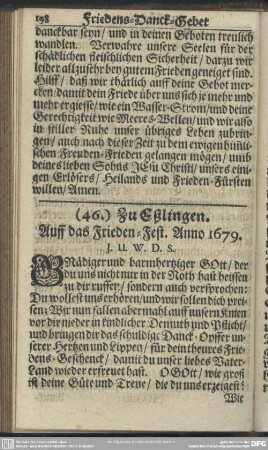 (46.) Zu Eßlingen. Auff das Frieden-Fest. Anno 1679
