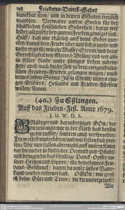 (46.) Zu Eßlingen. Auff das Frieden-Fest. Anno 1679