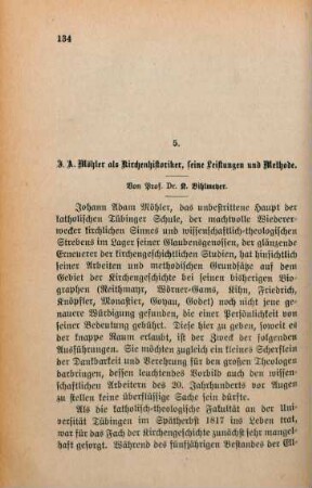 134-198 J. A. Möhler als Kirchenhistoriker, seine Leistungen und Methode