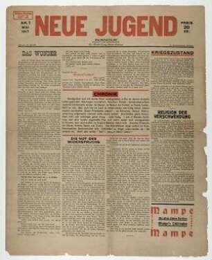 Neue Jugend, Mai 1917, H. 1. Berlin