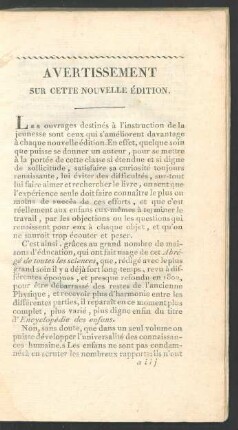 Avertissement sur cette nouvelle Édition.