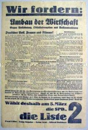 Sonderdruck der SPD zur Reichstagswahl 1933