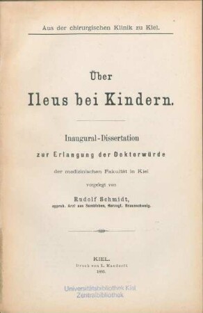 Über Ileus bei Kindern