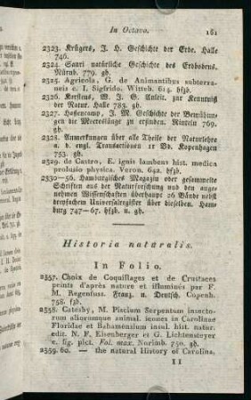 161-180, Historia naturalis