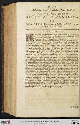 Dissertatio Canonica de Instituto & Officiis Canonicorum sigillatim deducta