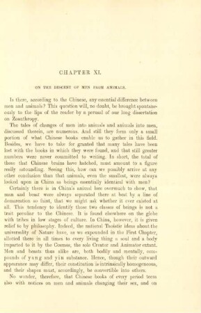 Chapter XI. On the descent of men from animals
