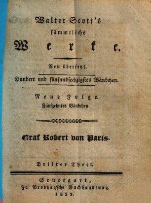 Graf Robert von Paris : Aus dem Engl., 3