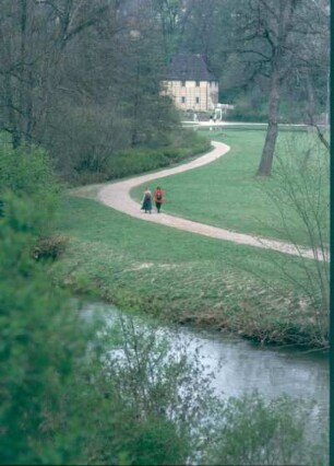 Weimar. Park an der Ilm. Blick zu Goethes Gartenhaus