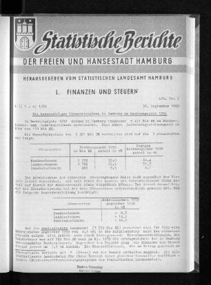 Die kassenmäßigen Steuereinnahmen in Hamburg im Rechnungsjahr 1959 : Lfd. Nr. 7