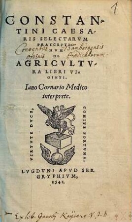 Constantini Caesaris Selectarum praeceptionum de agricultura libri viginti