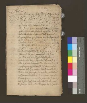 1695 Nov. 12. Stadtobligation über 1000 Thlr. vom Amtmann Simon Dietrich Tilhen.