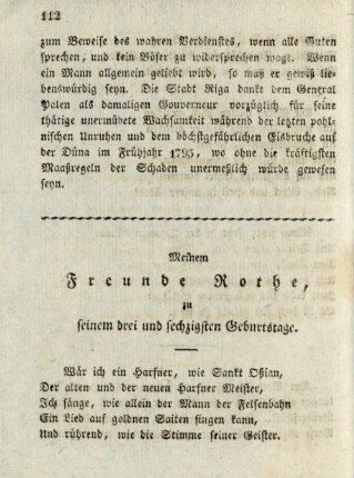 Meinem Freunde Rothe, an seinem drei und sechzigsten Geburtstage
