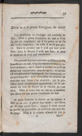 Dieu a-t-il prévu l'origine du mal?