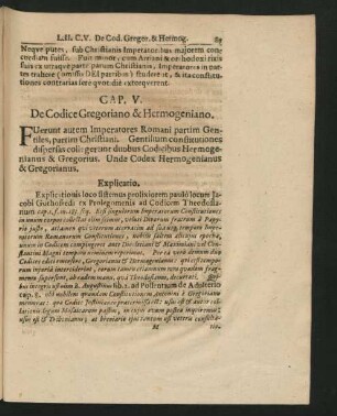 Cap. V. De Codice Gregoriano & Hermogeniano.