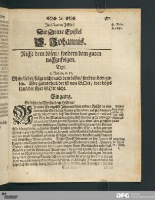 Die Dritte Epistel S. Johannis.
