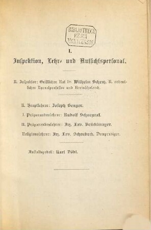 Jahresbericht der Präparandenschule Regensburg : für das ... Schuljahr .... 1891/92