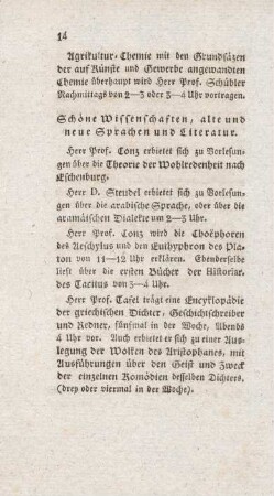 14-16, Schöne Wissenschaften, alte und neue Sprachen und Literatur