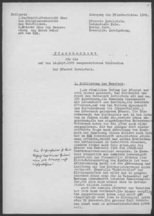 Zavelstein mit Rötenbach und Sommenhardt: Pfarrbericht 1949