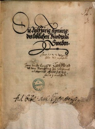 Die Aylfjarig Aynüng des loblichen Bündts zu Swaben