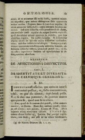 Cap. I. De Identitate Et Diversitate Earumque Generibus