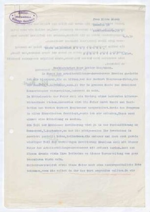 Brief von Claire Marck von Arbeiter-Bildungs-Ausschuss  an Gerhart Hauptmann