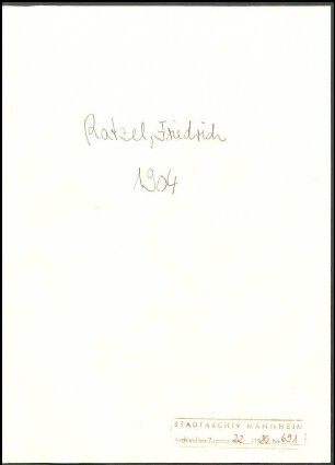 Ratzel, Friedrich, Karlsruhe, an Wichert
