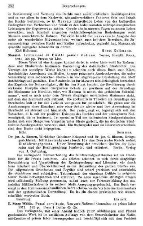 252, A. Romen. und C. Rissom. Militärstrafgesetzbuch für das Deutsche Reich nebst Einführungsgesetz