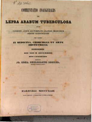 Commentatio Inauguralis De lepra arabum tuberculosa