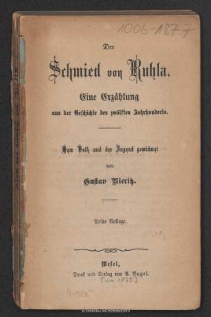Der Schmied von Ruhla : eine Erzählung aus der Geschichte des zwölften Jahrhunderts