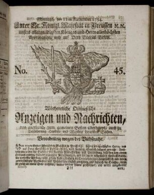 No. 45. Montags, den 11ten November, 1754.