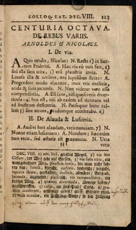 113-124, Centuria Octava. De Rebus Variis. - Decuria Nona. De Coena.