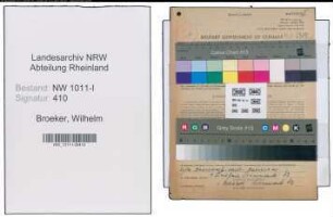 Entnazifizierung Wilhelm Broeker , geb. 22.01.1911 (Kaufmaennischer Angestellter)
