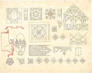 Lange, Ludwig; Lange - Archiv: X.5 Gotik (Details Holz) - verschiedene Ornamente (Details)