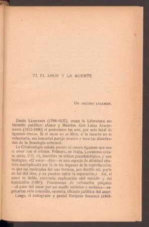 VI. El amor y la muerte